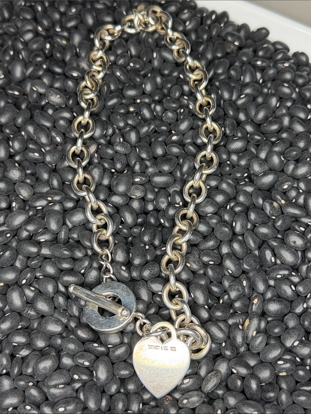 Sterling Silver Heart Toggle Chain Bracelet - Silver